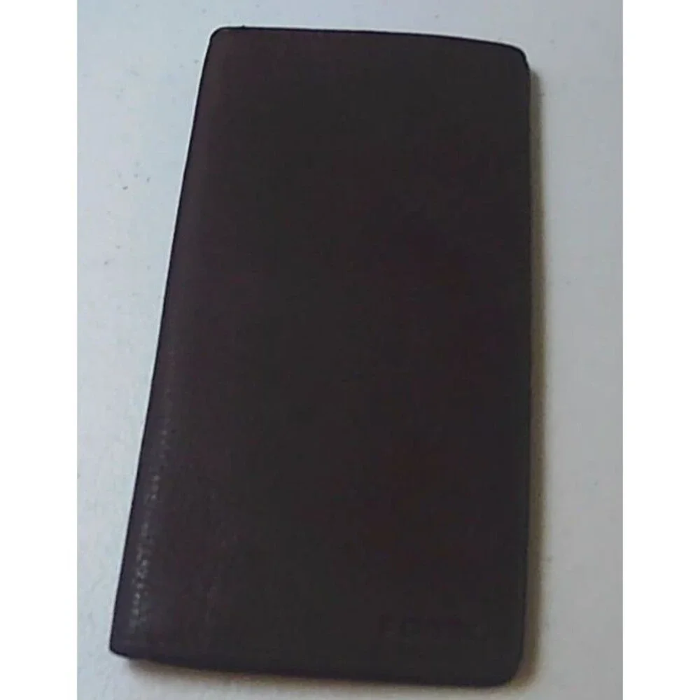 Vintage Fossil Men’s Brown Derrick Executive Long Bifold Wallet with Logo Accent